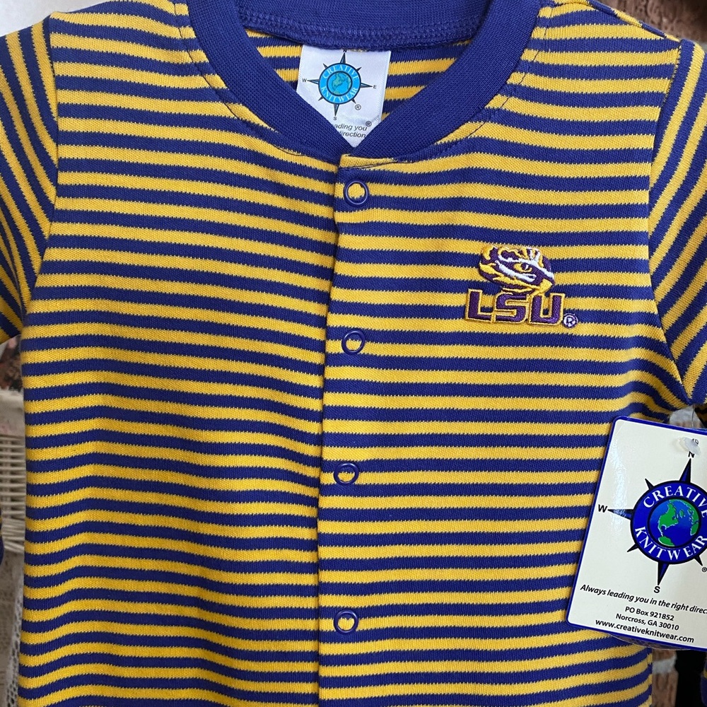NWT CREATIVE KNITWEAR LSU TIGER INFANT LONGALL  SIZE 0-3 months - Picture 11 of 16